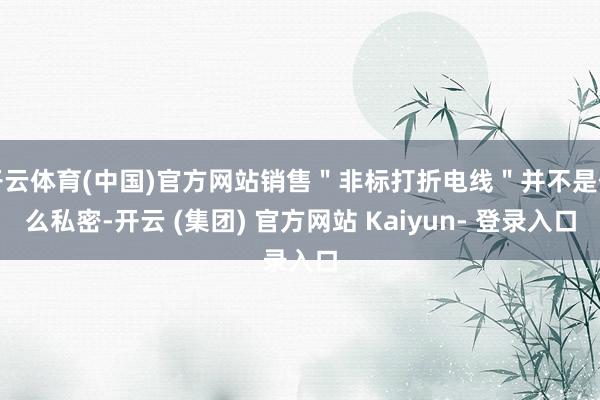 开云体育(中国)官方网站销售＂非标打折电线＂并不是什么私密-开云 (集团) 官方网站 Kaiyun- 登录入口