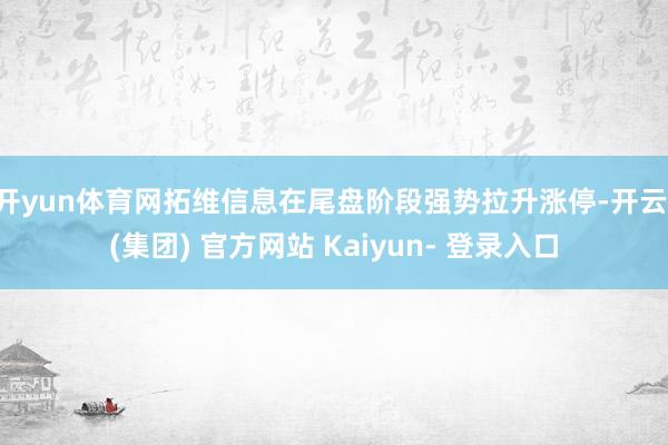 开yun体育网拓维信息在尾盘阶段强势拉升涨停-开云 (集团) 官方网站 Kaiyun- 登录入口